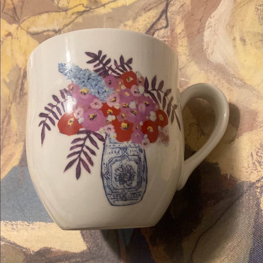 Floral Mug with Pink and Blue Design